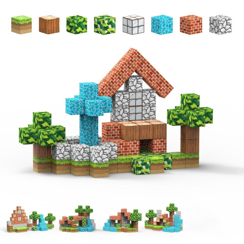 96PCS Magnetic Building Blocks, Garden Plant Theme