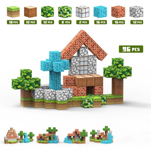 96PCS Magnetic Building Blocks, Garden Plant Theme 2