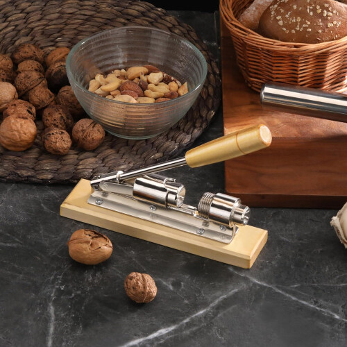 28003 Pecan Nut Cracker, Nickel-plated Steel/wood Base 2