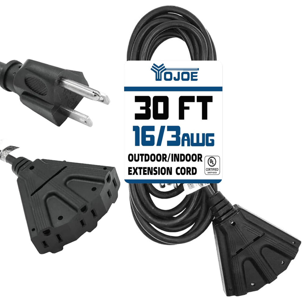 3-Outlets Indoor Outdoor Extension Cord, 3 Prong 13A Weatherproof Power Cord, 16 Gauge 6276012690858