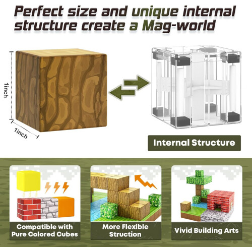 48PCS Magnetic Blocks-Build Mine Magnet World Edition 1