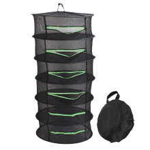Hanging Drying Mesh Rack 6 Layer Breathable Mesh Hanging Foldable Dryer with Zippers Ring for Garden Plant