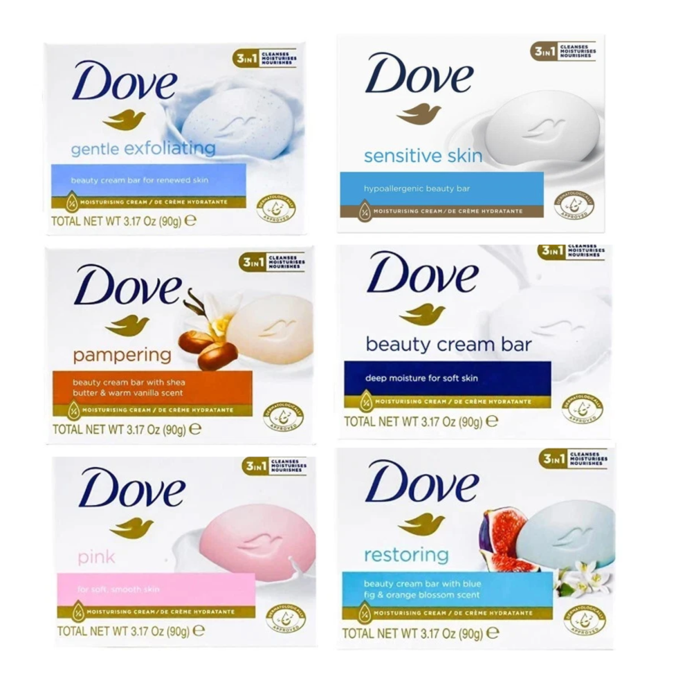Dove 12 X 90G Mix Beauty Soap Bars Sensitive Shea Butter Cream/Pink
