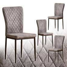 (Suede grey, 4) Light Luxury Dinning Chair Office Backrest Bedroom