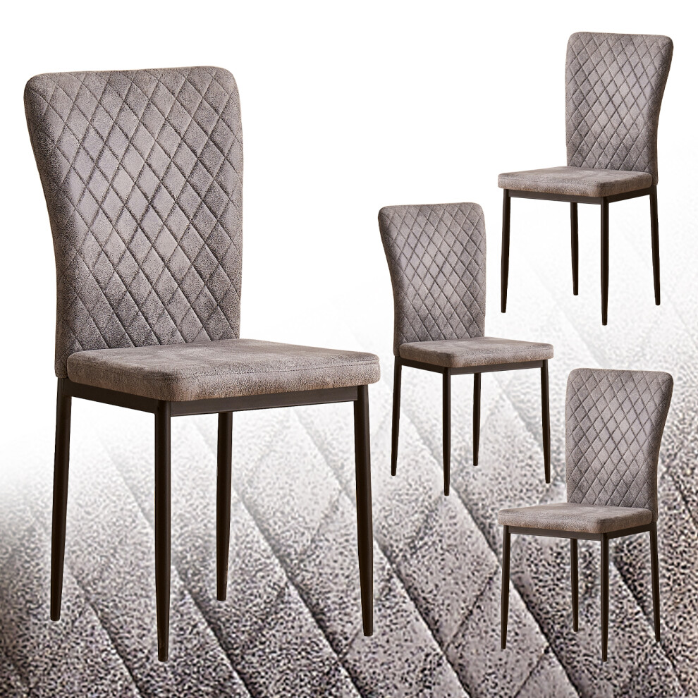 Ainpecca (Suede Grey, 4) Light Luxury Dinning Chair Office Backrest Bedroom