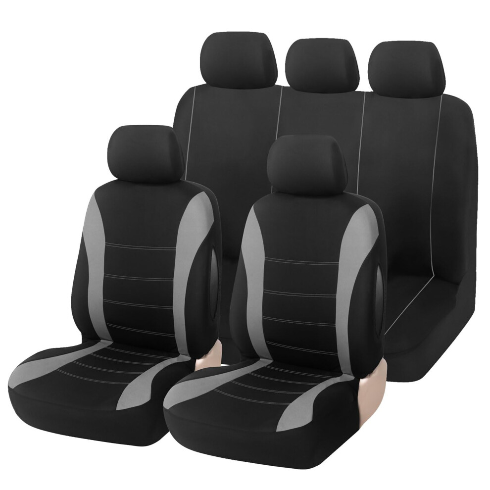 Car Seat Covers, Breathable With Composite Sponge Inside, Airbag Compatible (, Full Set) Gray 6276012728087