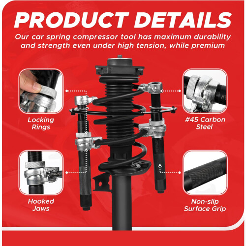 Coil Spring Compressor Tool – Ultra Rugged Macpherson Strut Remover Installer for Suspension 2