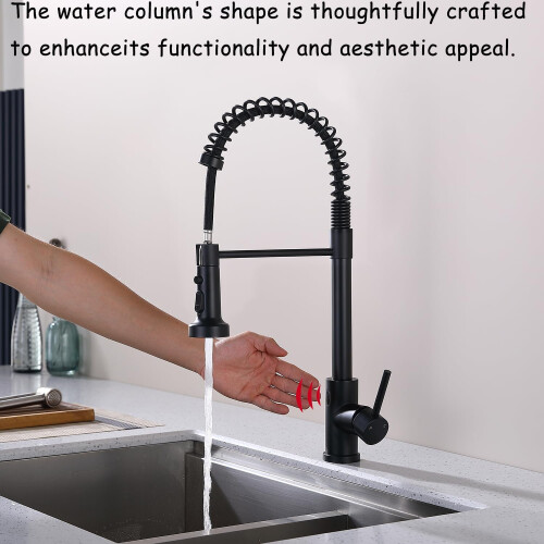 Matte Black Touchless Dual-Function Motion Sensor Kitchen Faucet for Home Improvement 20-Inch 1
