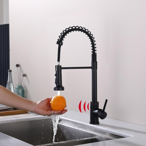 Matte Black Touchless Dual-Function Motion Sensor Kitchen Faucet for Home Improvement 20-Inch 2