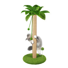 Cat Scratching Post, 31' Tall Scratch Tree with Premium Sisal Rope, Two Interactive Dangling Balls and Spring Ball Toys for Indoor Kittens and Cats