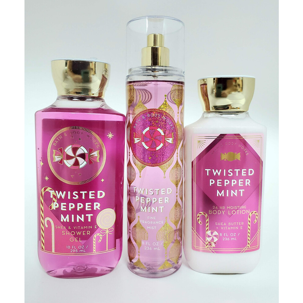 Bath & Body Works Bath Body Works Twisted Peppermint Mist Shower Gel And Lotion