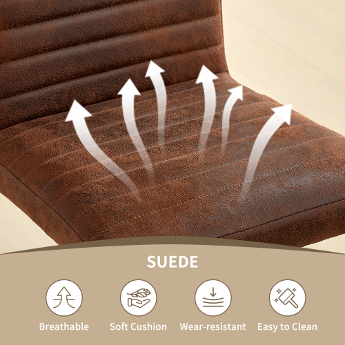 AINPECCA 2PCS Bar Stools Height Adjustable Faux Suede Brown 1