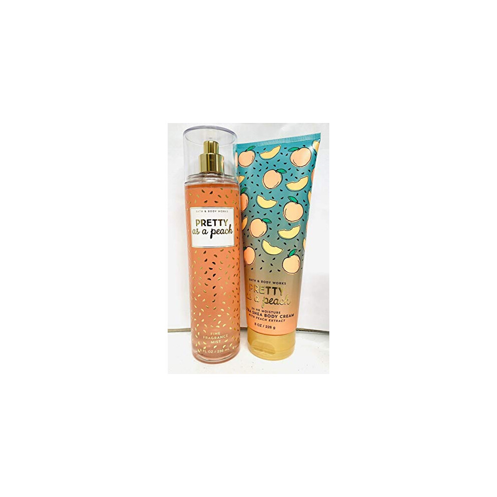 Bath & Body Works ~ Signature Collection ~ Pretty as a Peach~ Gift Set~ Fine Fragrance Mist & Ultra Shea Body Cream