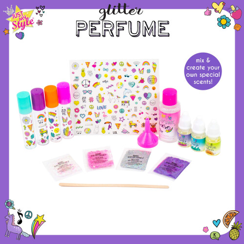 Just My Style Glitter Roller Perfume Kit - Horizon Group USA Multi-color, 3 Fragrances, Glitter Confetti, Filling Funnel, Mix Stick (75191) 1