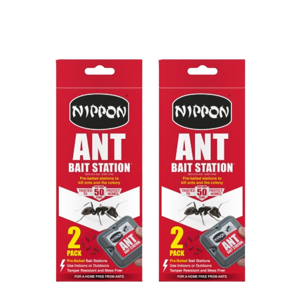 2 Nippon Ant Bait Station Pre-Baited Ant Trap for Indoor & Outdoor Use