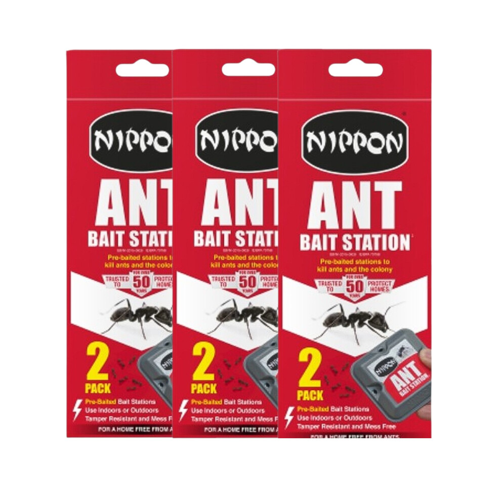 3 Nippon Ant Bait Station Pre-Baited Ant Trap for Indoor & Outdoor Use
