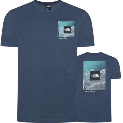 (Large) The North Face Mens M Digi Mountain SS Shady Blue T-Shirt