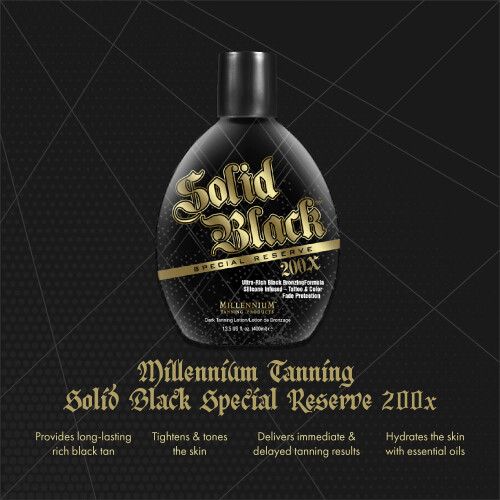 Lotion de bronzage Millennium Tanning Solid Black Special Reserve 200X, 13,5 oz, 2-pack 2