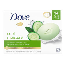 Dove Hudvård Beauty Bar För Mjukare Hud Gurka och Grönt Te Mer Fuktgivande än Tvålar 3.75 oz, 14 Stycken