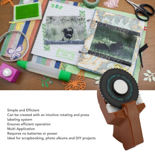 Portable Brown Embossing Label Maker with 2 Tape Rolls 2