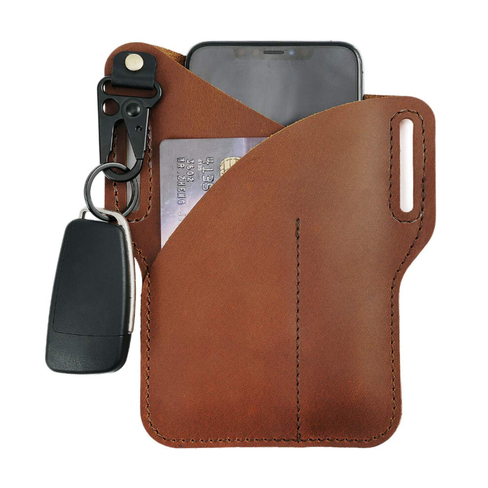 Leather Cell Phone Case Holster Edc Protection Sheath With Key Holder Waist Card Bag Belt Loop 6276012696584