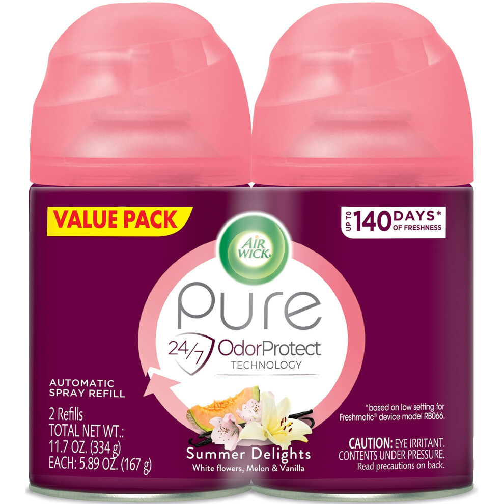 Air Wick Automatic Air Freshener Spray Refill, 2ct, Summer Delights, Odor Neutralization, Essential Oils-image-OPC-PFDSSM2-NEW