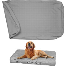 Dog Bed Cover Replacement, Washable, Large Pet Canvas Dog Crate Kennel Removable Bed Covers with Zipper, 46x29x4 Inches(Gray)