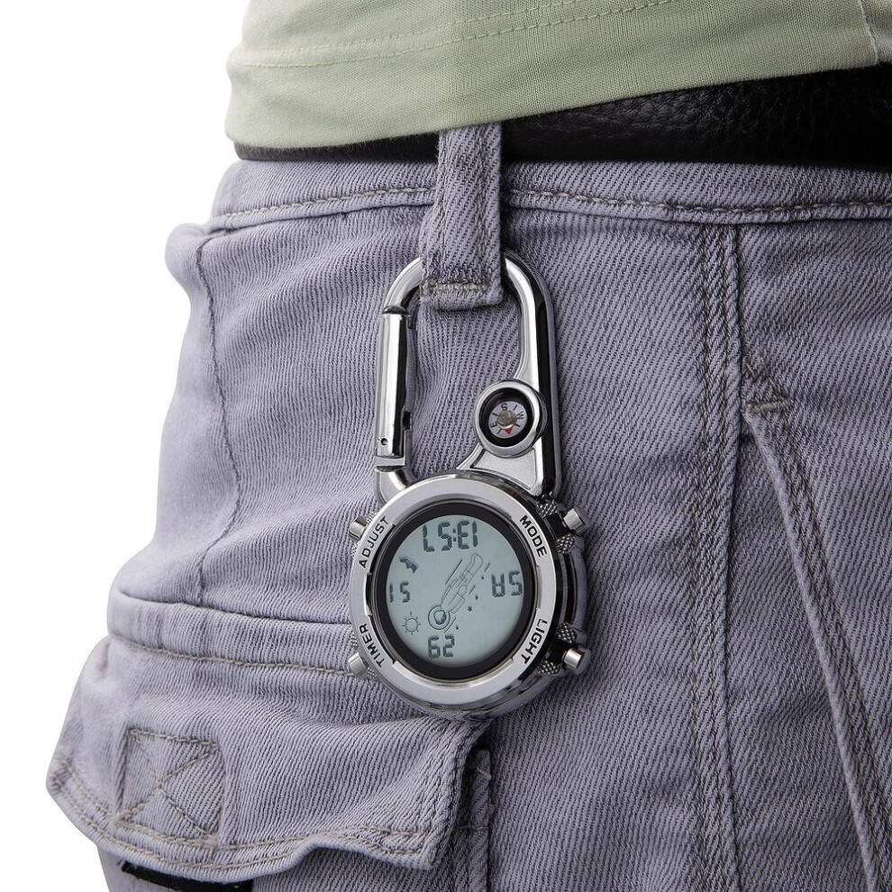 Jewelrywe Watch Carabiner Nurse Watch Digital Display Unisex Simple Watch Keychain Bag Pocket Pocket Watch