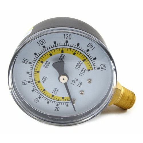 FORNEY 75554 Medidor de press   o com a linha de ar de montagem inferior de 2-1/4 polegadas face 1/4 polegada NPT 0-160 psi 1