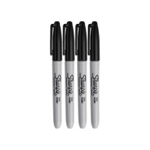 Μόνιμοι Μαρκάδες Sharpie, Λεπτή Άκρη, Μαύρο Μελάνι (4-Πακέτο)