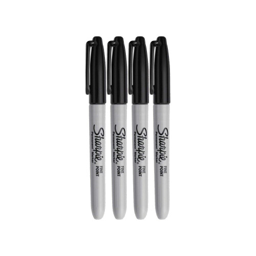 Sharpie Μόνιμοι Μαρκάδες Sharpie, Λεπτή Άκρη, Μαύρο Μελάνι (4-Πακέτο)