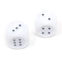 Hvide taktile terninger med h?vede sorte spidser D6 20 mm (25/32 tommer) Pakke med 2 terninger Koplow-spil