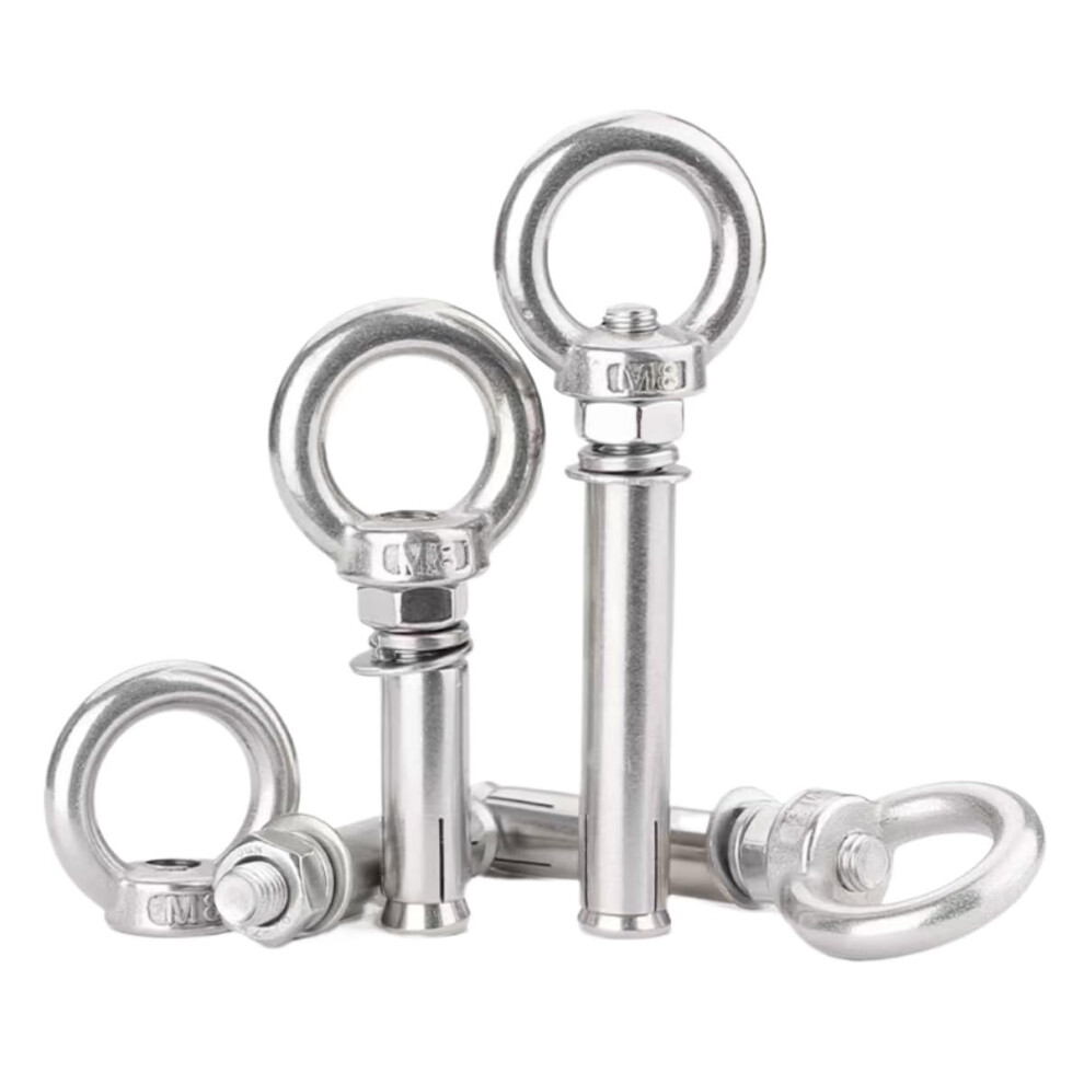 10Pcs 304 Stainless Steel Eyebolts, M6 M8 M10 M12 M14 M16 M18 M20 With Expansion Bolts Round Nuts,(M860(10Pcs)) 6276012736426