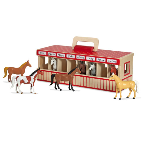 Melissa & Doug Melissa & Doug Stallset med 8 Hästar och Träbox 1