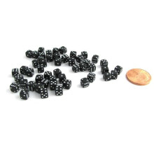 Koplow Games 50 sechsseitige D6-Wrfel, 5 mm, 0,197 Zoll, kleine kleine Mini-Miniatur-Schwarzwrfel