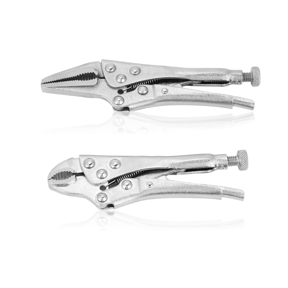 2Pcs Rt R05 Small Pliers Mini, Ground Mouth Straight Jaw Lock Vise Locking Pliers Set 6276012737133