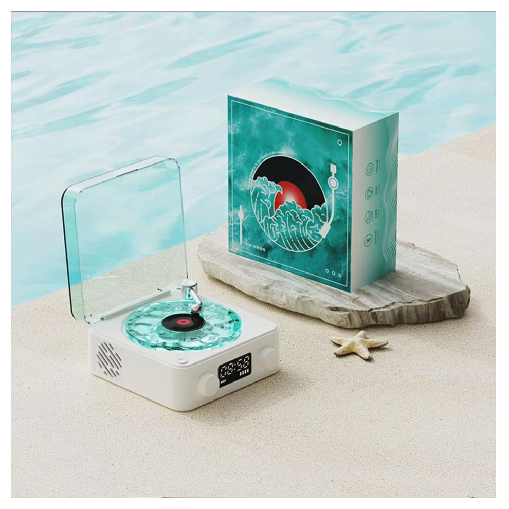 Waves Vintage Vinyl Record Player Bluetooth Speaker With Adjustable Ambient Lights, 4-Mode Wireless Audio Turntable 6276012737768