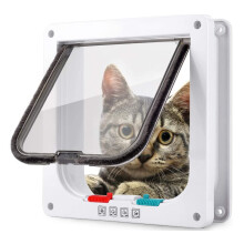 Pet Door for Cat 4Way Locking Large Size ABS Small Pets Doors Easy to Install WeatherResistant for Screen Wall