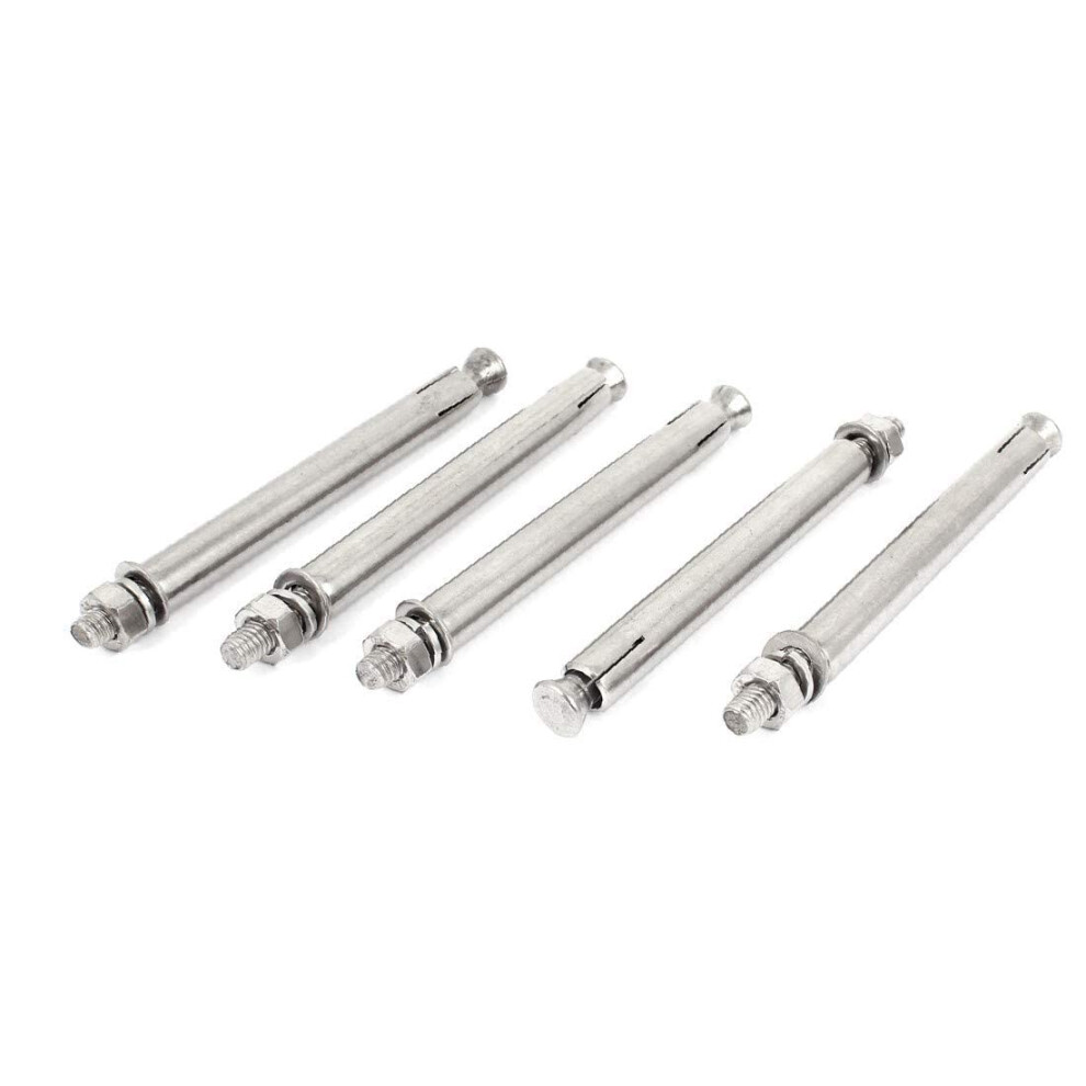 M6 X 100Mm Taper Head Hex Nut Sleeve Expansion Anchor Screws Silver Tone 5 Pcs (Color : Multiple Colors) 6276012738109