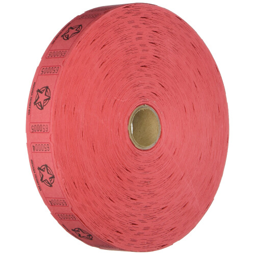 1 X 2000 Red Star Single Roll Consecutively Numbered Raffle Tickets