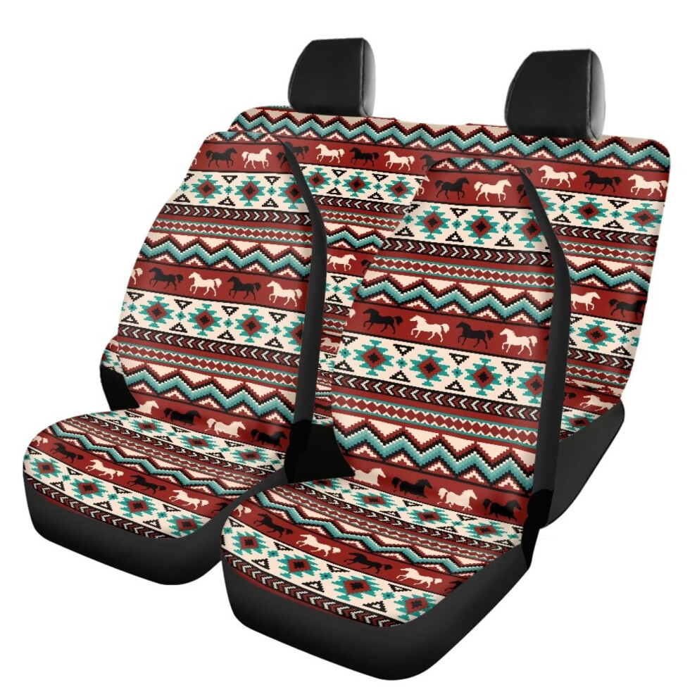 Aztec Car Seat Covers Full Set Southwest Native American Aztec Tribal Horse Front Rear Seat Covers 6276012703466