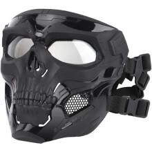 Tactical Protective Mask, Full Face Goggles, Skull Mask, Double Design, Adjustable Strap, Wear Mode Black