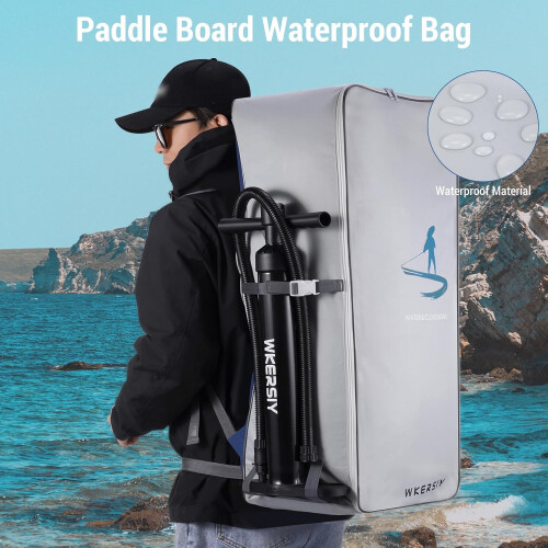 105L Paddle Board Backpack Oxford Cloth SUP Surfboard Bag, White 2