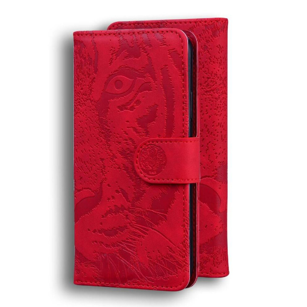 (Red) Flip Case For Tecno Spark 20 Pro Plus 4G Kickstand Protective Leather Wallet Embossed Cute Tiger Red 764563106189