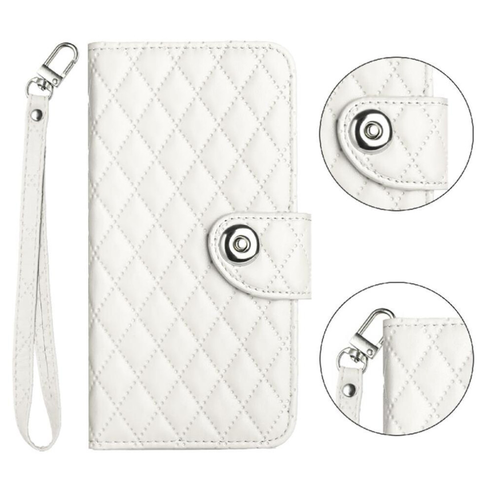 Photos - Case   for Tecno Spark 20 Pro Shockproof Stylish Protective Wrist Strip Card Holder Wallet Cover(White)
