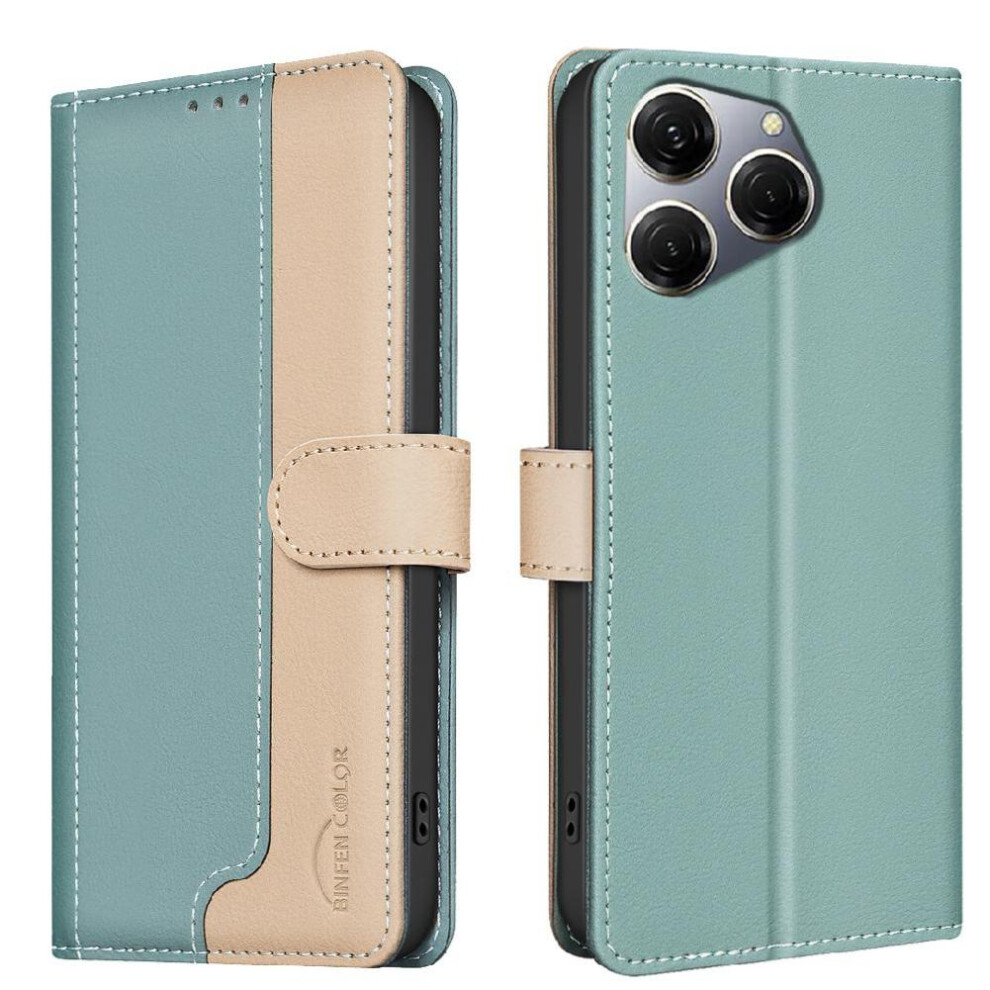(Green) Flip Case For Tecno Spark 20 Pro Shockproof Tpu Inner Shell Card Slots Holder Flip Folio Rfid Blocking Kickstand Green 764563107339