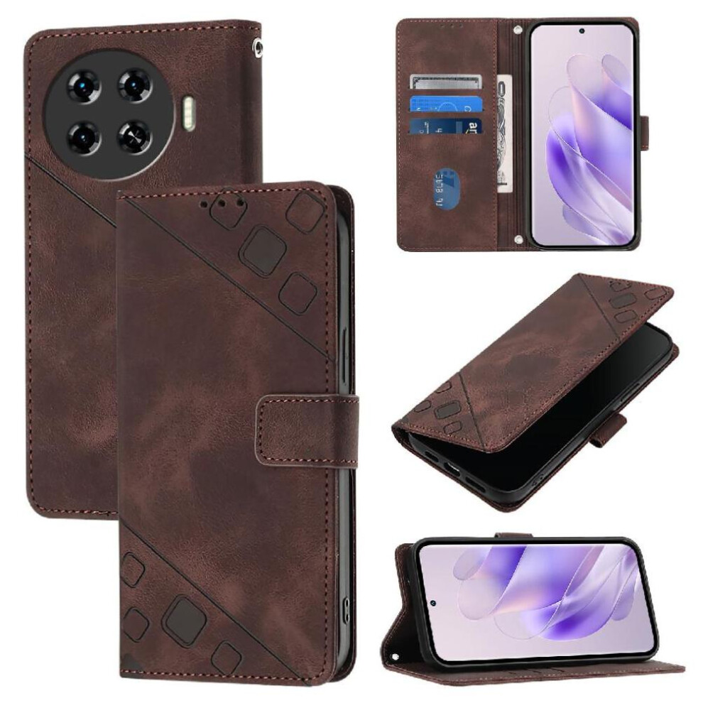 Photos - Case for Tecno Spark 20 Pro Plus Card Holder Magnetic Leather Wallet Flip Cover(Brown)