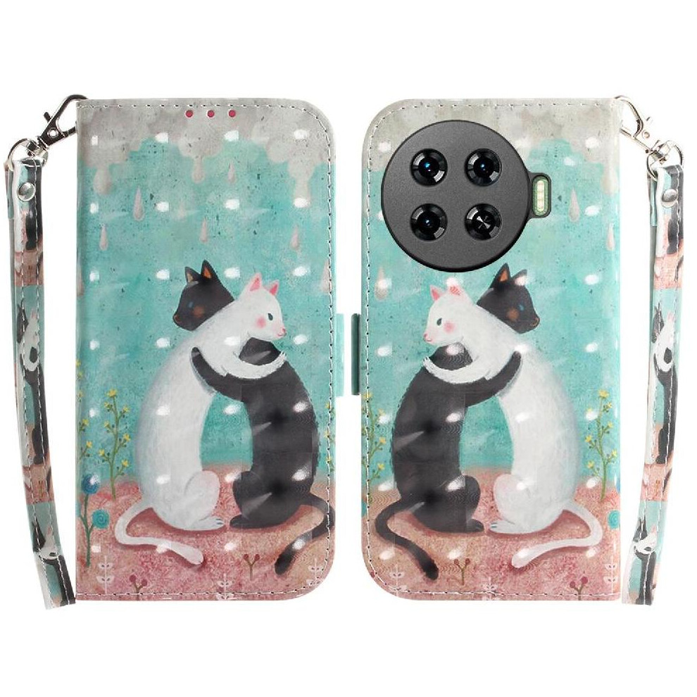 (C9 ) 3D Painted Protective Case For Tecno Spark 20 Pro Plus 4G Card Slots Magnetic Closure Wallet Pu Leather Lanyard 764563106417