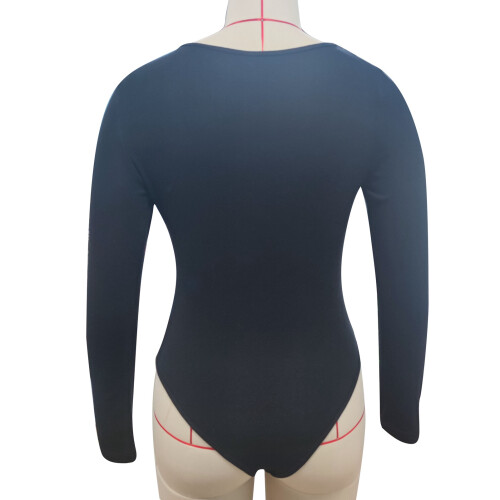 Damen Langarm-Body Schwarz XL 95% Baumwolle