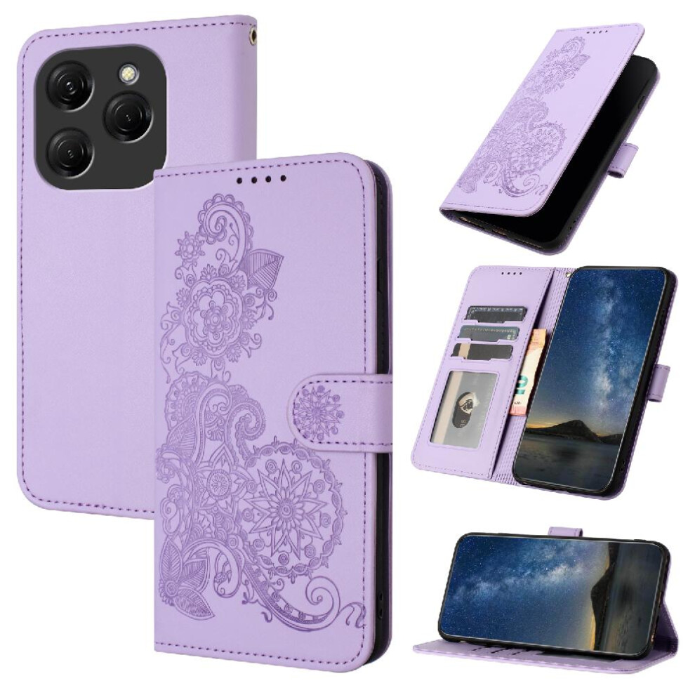 (Purple) Case For Tecno Spark 20 Pro Flip Folio Book Kickstand Protective With Card Slot Stand Pu Leather Magnetic Closure Purple 764563110308